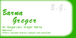 barna greger business card